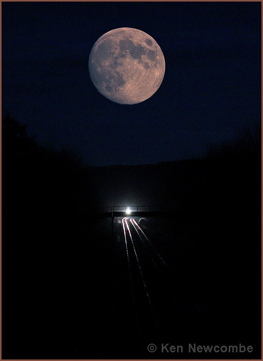 Moon rise over the train bridge